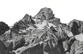 Exposition : Dessins de montagnes et paysages imaginaires à l’encre noire sur papier